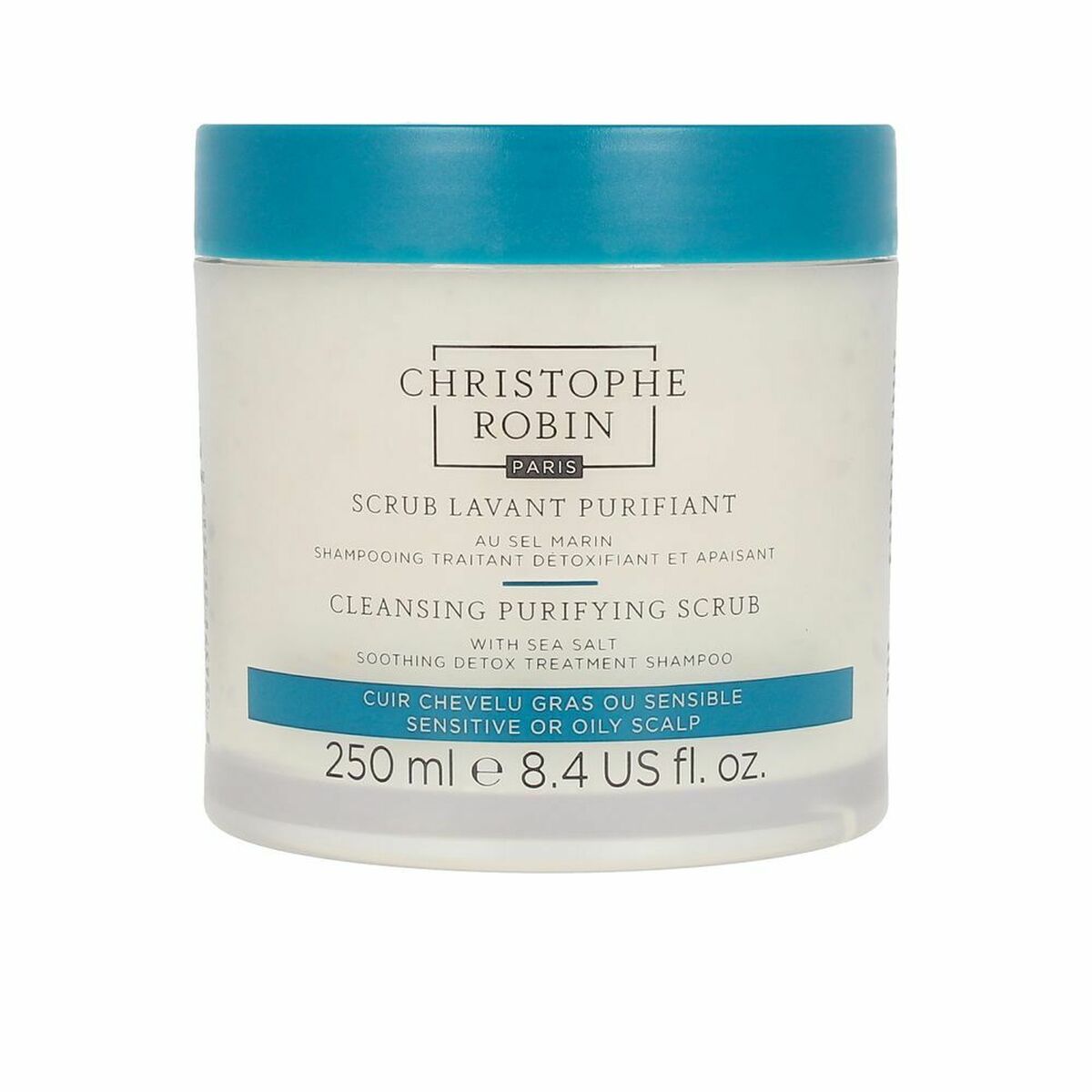 Exfoliant Capillaire Christophe Robin Cleansing Nettoyant 250 ml, purifying scrub for all hair types.