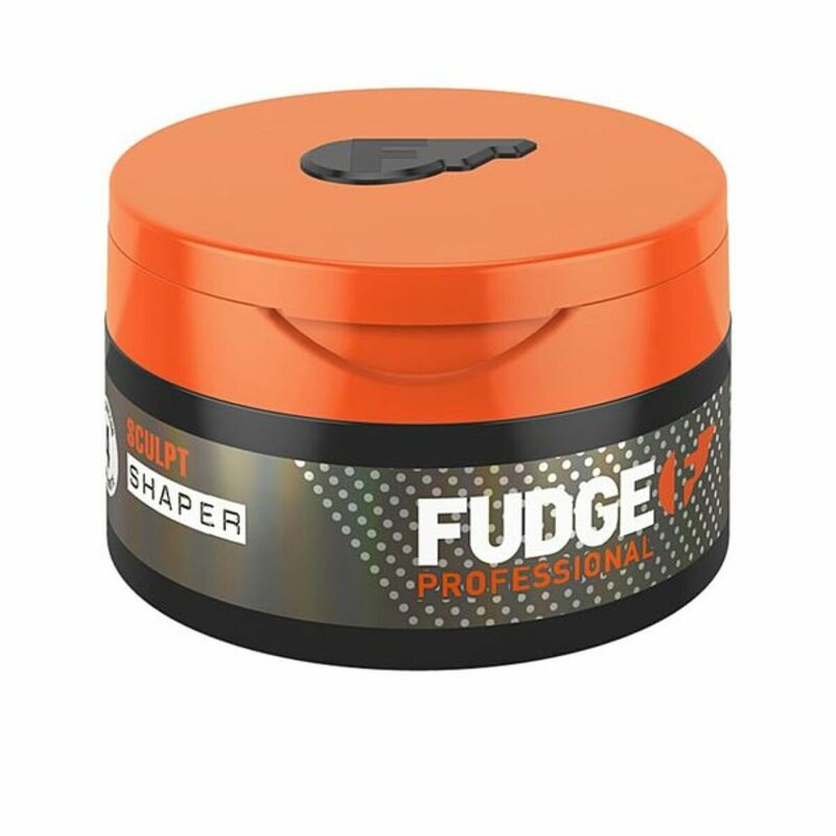 Cire tenue douce Fudge Professional Shaper dans un pot orange, parfait pour un relookage de coiffure.