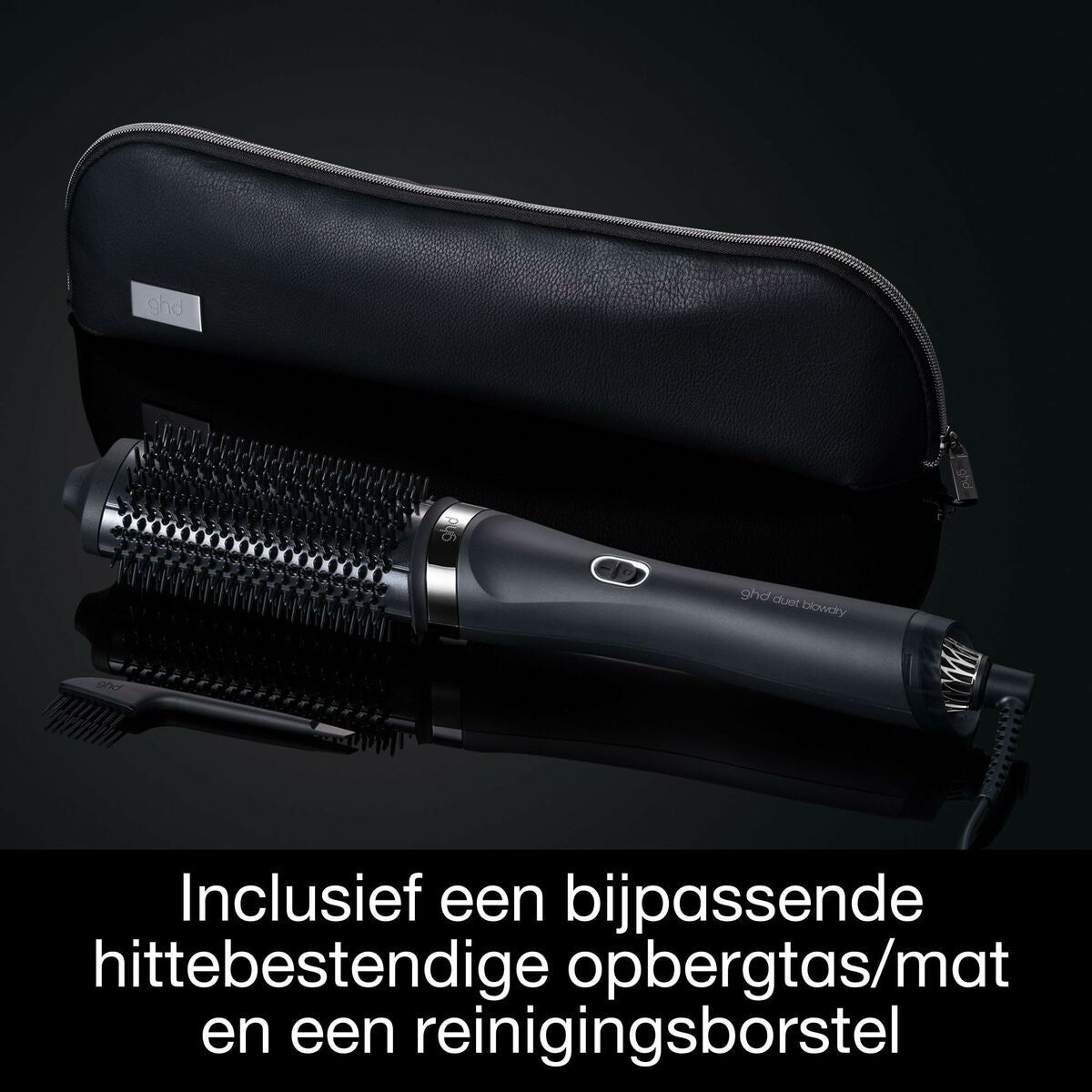 Sèche-cheveux Esprinet Noir avec pochette de rangement et brosse de nettoyage, idéal pour tous types de coiffure.
