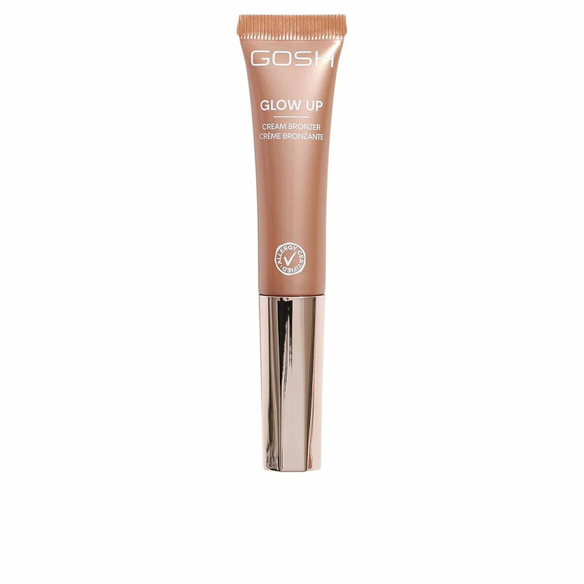 Gosh Copenhagen GLOW UP Cream Bronzer tube for enhancing your beauty, vegan formula, suitable for all skin types.