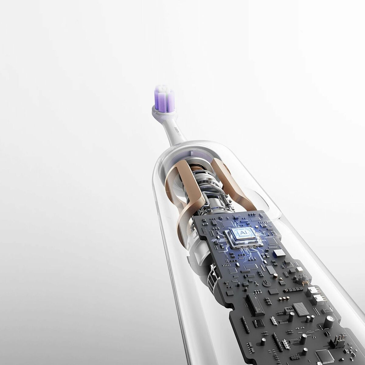 Xiaomi Oscillation Electric Toothbrush Pro showcasing internal technology and design, enhancing oral hygiene.