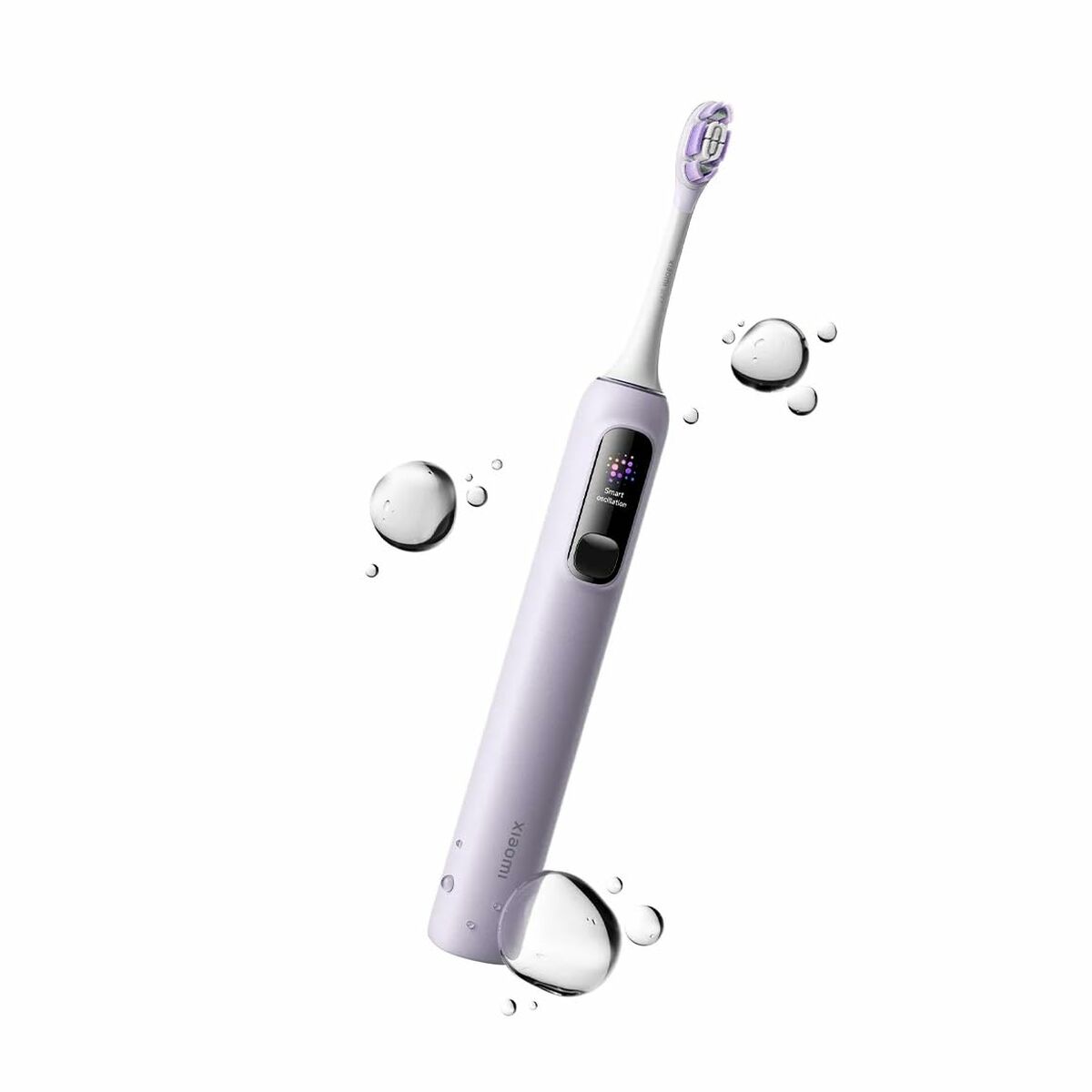 Xiaomi Oscillation Electric Toothbrush Pro in purple with bubbles enhancing dental hygiene experience.