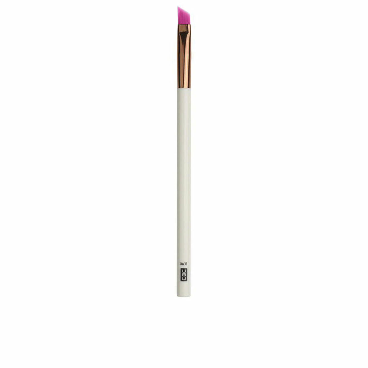 Pinceau d'ombre à paupières UBU Drama Queen avec poils roses et manche blanc, idéal pour un maquillage précis.