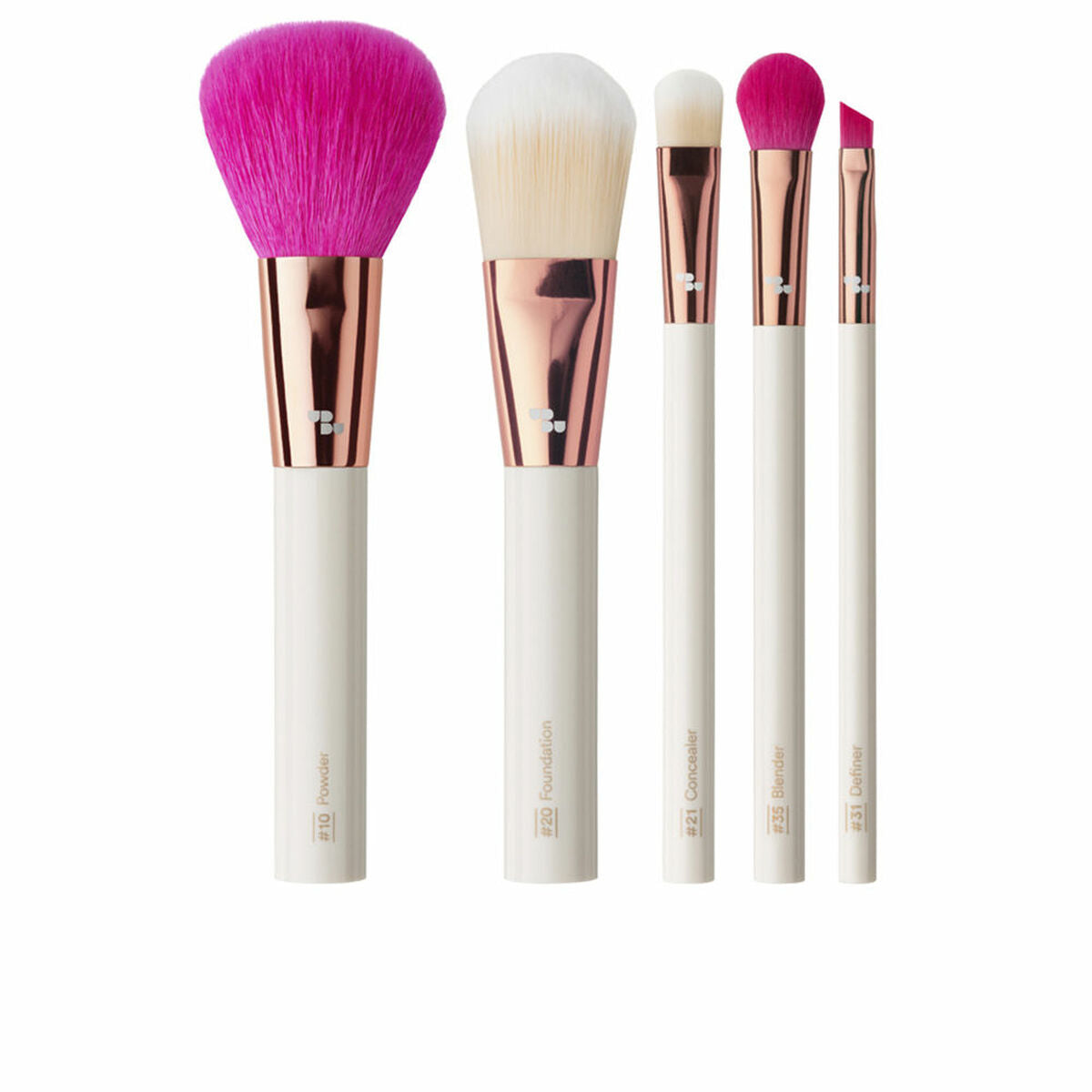 Pinceau d'ombre à paupières UBU - URBAN BEAUTY LIMITED, kit de 5 brosses de qualité en rose et blanc.