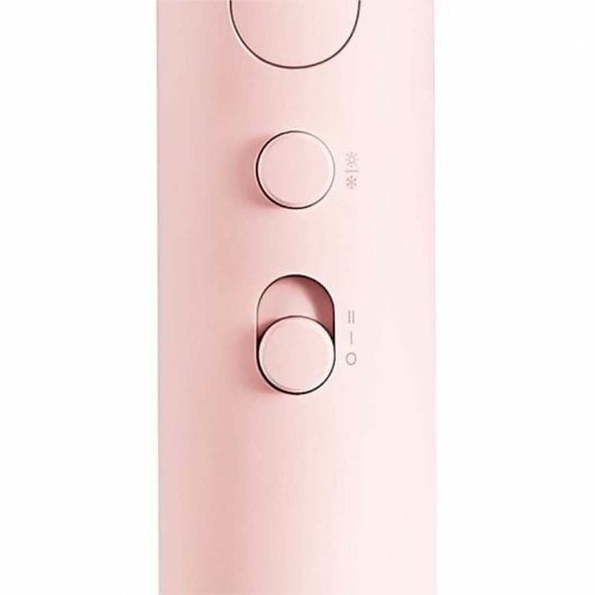 Vue rapprochée des boutons de réglage du sèche-cheveux Xiaomi H101 1600 W en rose.