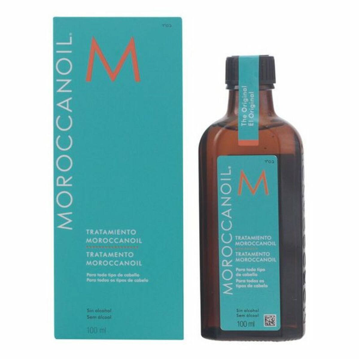 Huile dure Moroccanoil Treatment 100 ml bottle with packaging for healthy hair care and styling.