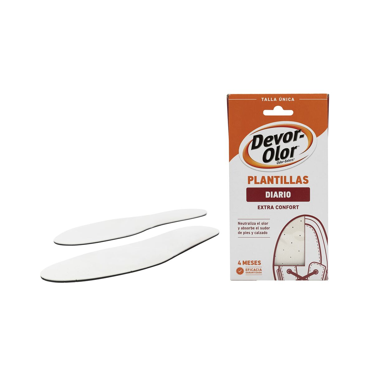 Devor-Olor extra comfort insoles in packaging, ideal for daily use and foot care.