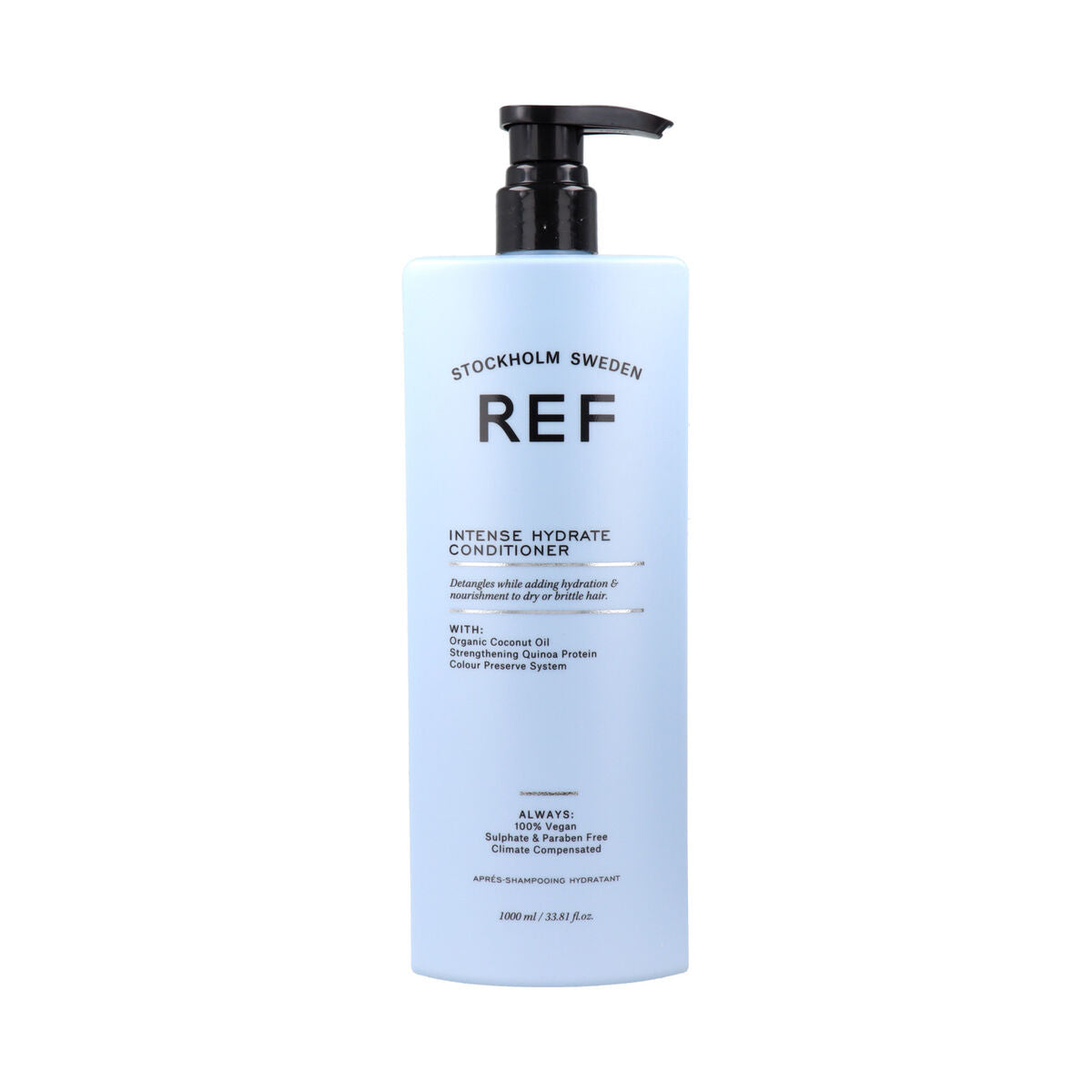 REF Intense Hydrate Conditioner 1L bottle, hydrating vegan formula, sulfate-free, for all hair types.
