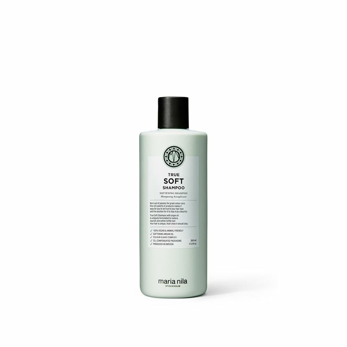 Shampoo Maria Nila TRUE SOFT 350 ml, vegan, for dry hair, unisex, cruelty-free haircare product.