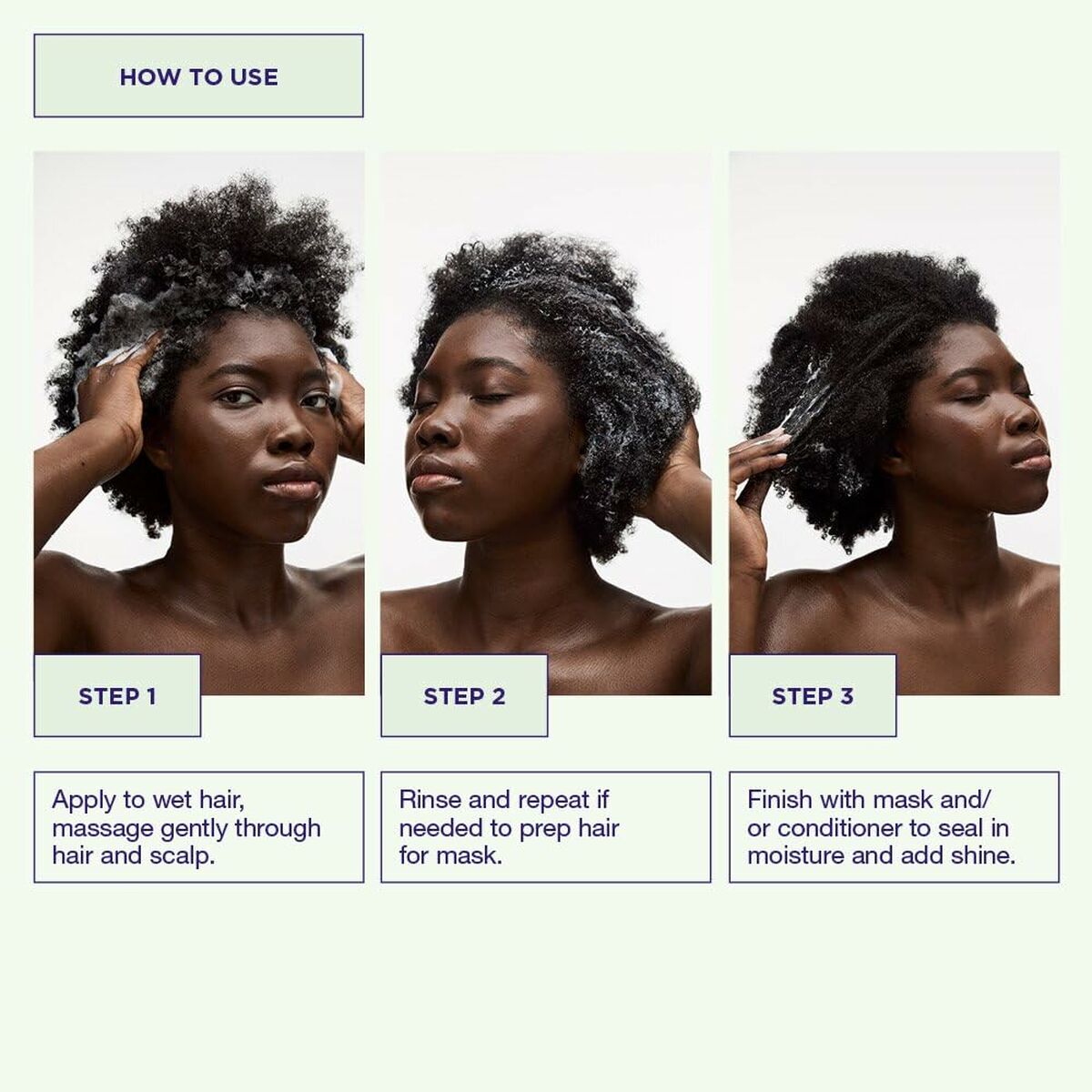 How to use Maria Nila TRUE SOFT shampoo: apply, rinse, and finish with mask or conditioner.