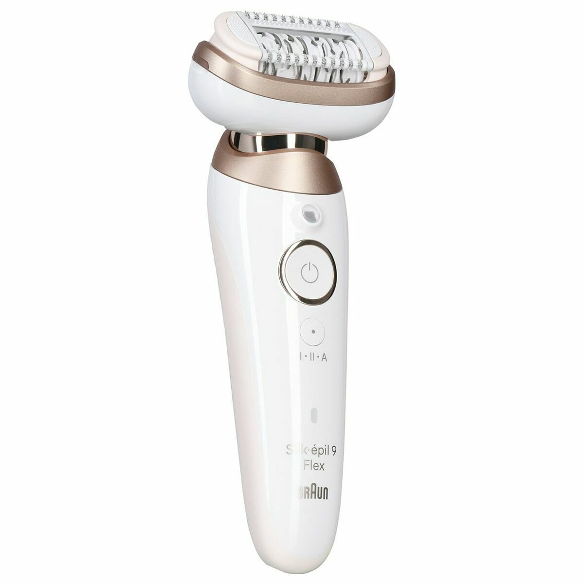 Épilateur électrique Braun blanc et rose, résistant à l'eau, rechargeable et avec tête flottante pour un soin efficace.