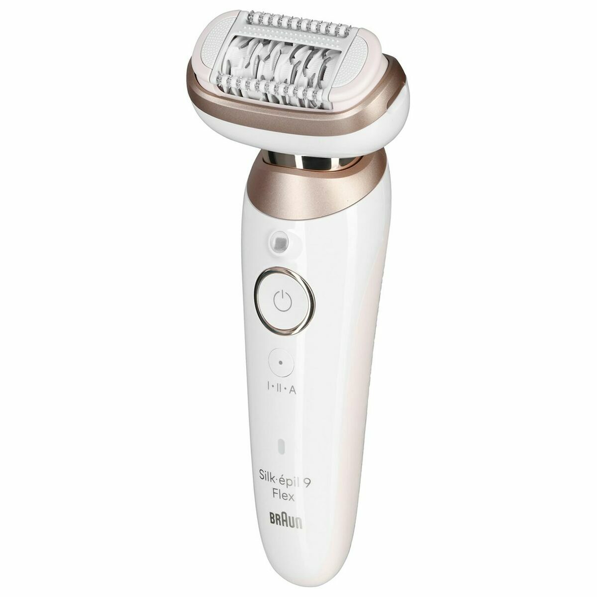 Épilateur électrique Braun Silk-épil 9 Flex, waterproof, rechargeable, couleur blanc et rose, idéal pour le soin du corps.
