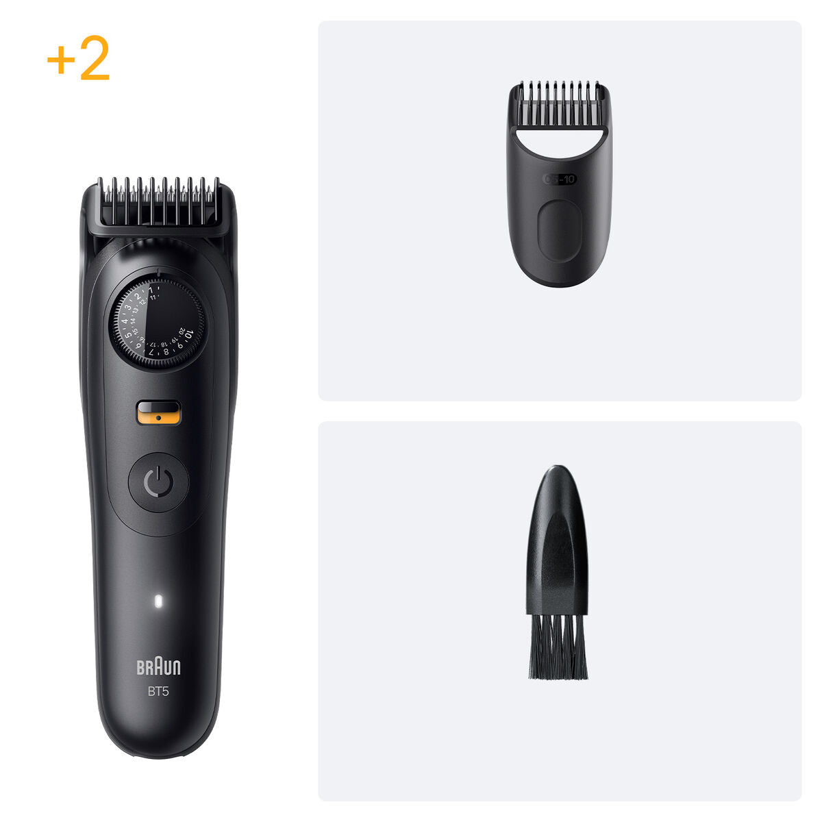 Tondeuse Braun BT5500 S5 avec accessoires pour une coupe précise et confortable, idéal pour le soin de la barbe.