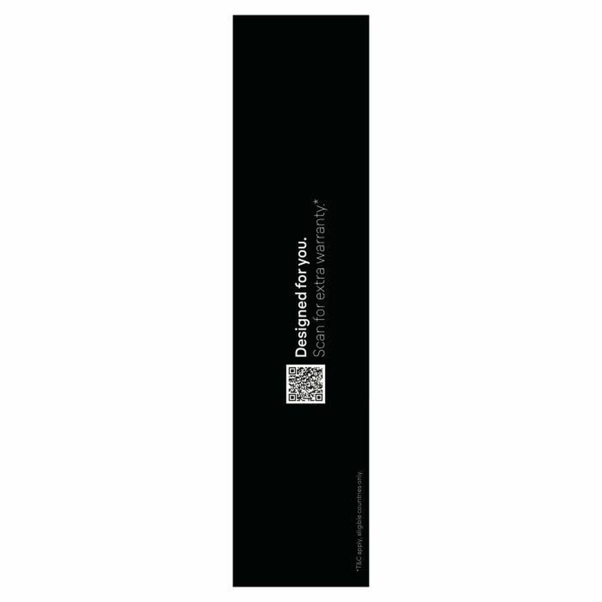 QR code label for warranty information, designed for user convenience and product support.