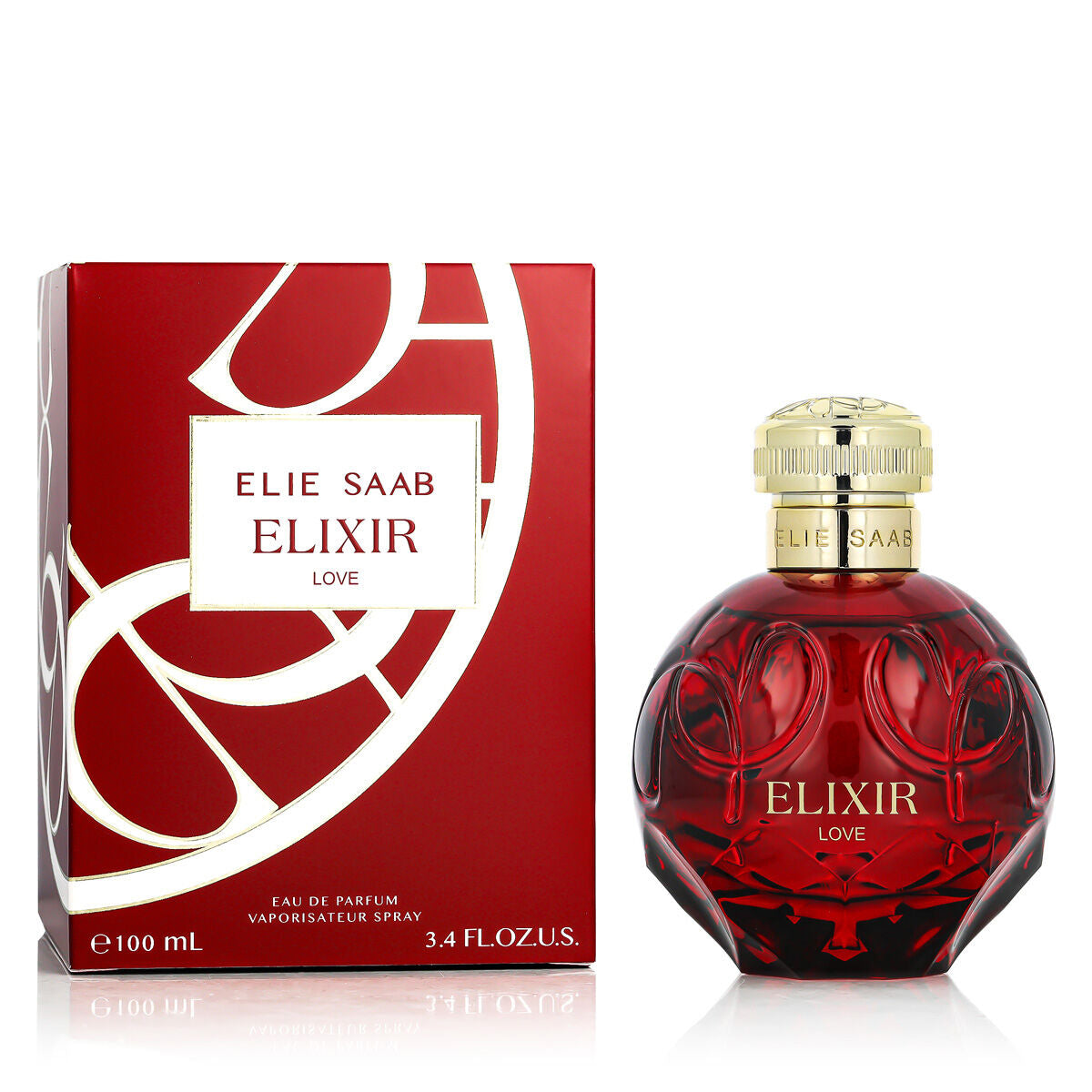 Parfum Femme Elie Saab Elixir Love 100ml, Eau de Parfum with elegant red packaging.