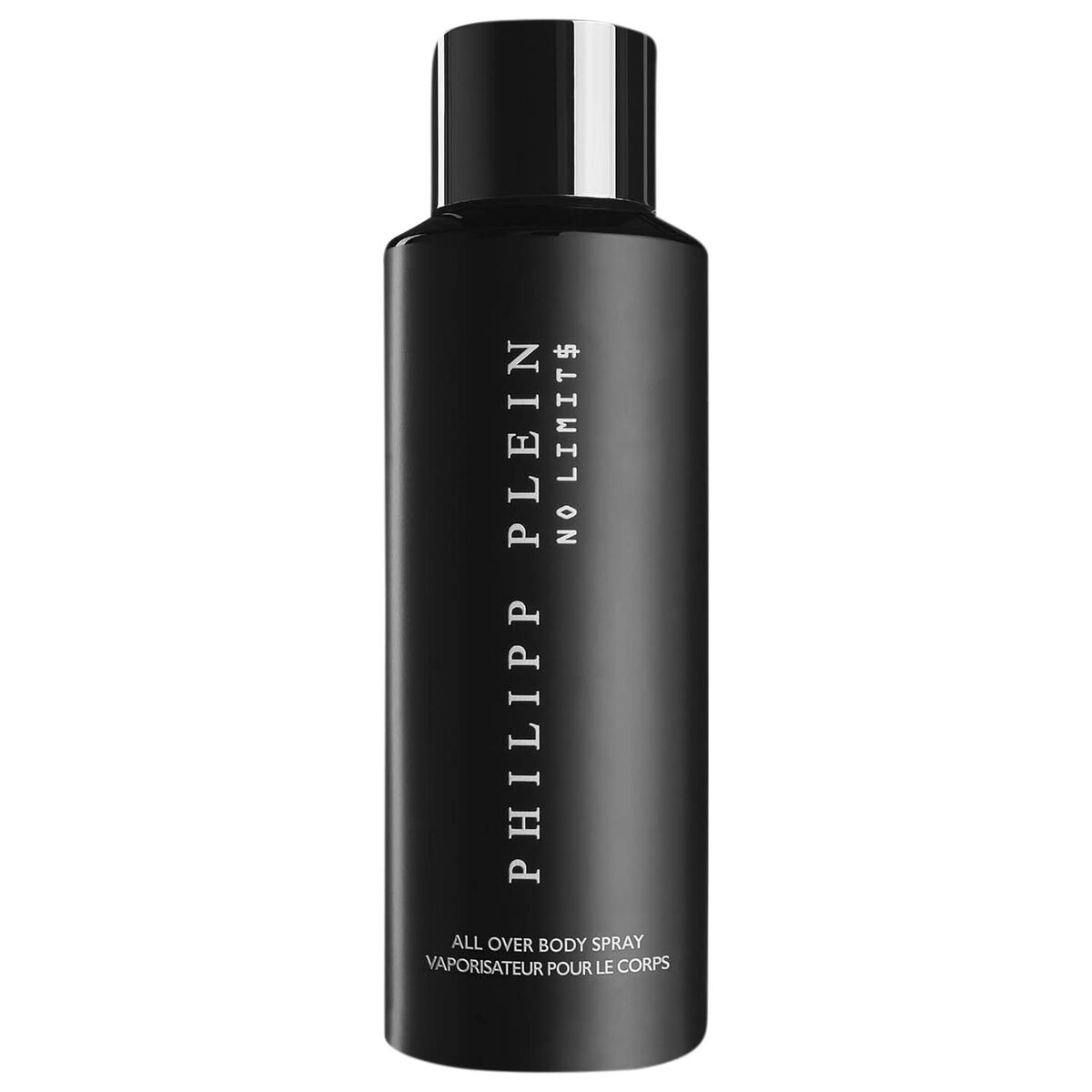 PHILIPP PLEIN No Limit$ unisex body spray in sleek black bottle, 150ml capacity, ideal for all genders.