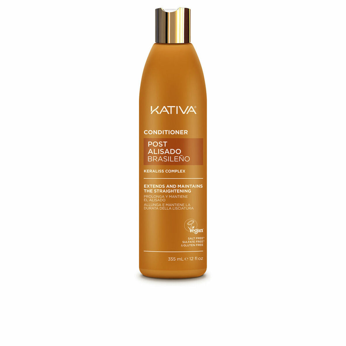 Kativa Keratin Express Conditioner 355ml, vegan, sulfate-free, unisex hair care product for straightening.
