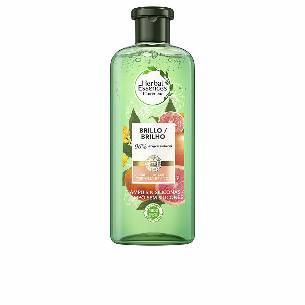 Herbal Essences Brilho Shampoo, 400ml, enriched with natural ingredients for shine and freshness.