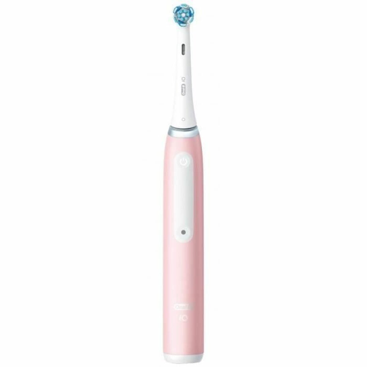 Brosse à dents électrique Oral-B io Series 3 rose avec minuterie et témoin LED, idéale pour une hygiène buccale optimale.