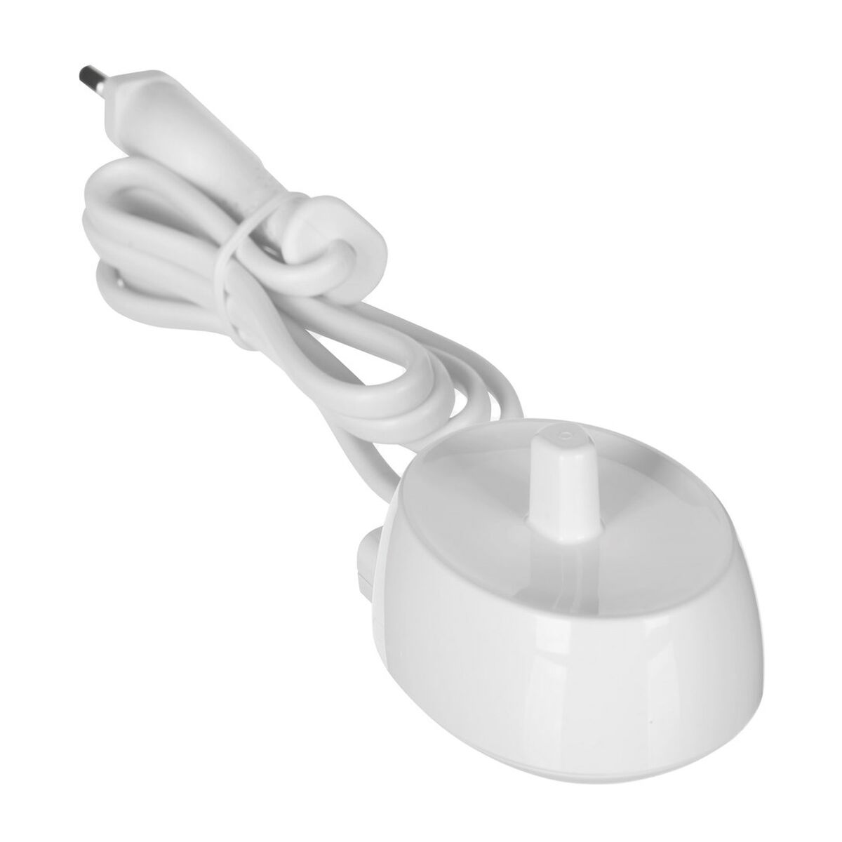Chargeur pour brosse à dents électrique Oral-B iO3, couleur blanche avec câble, idéal pour une utilisation à domicile.