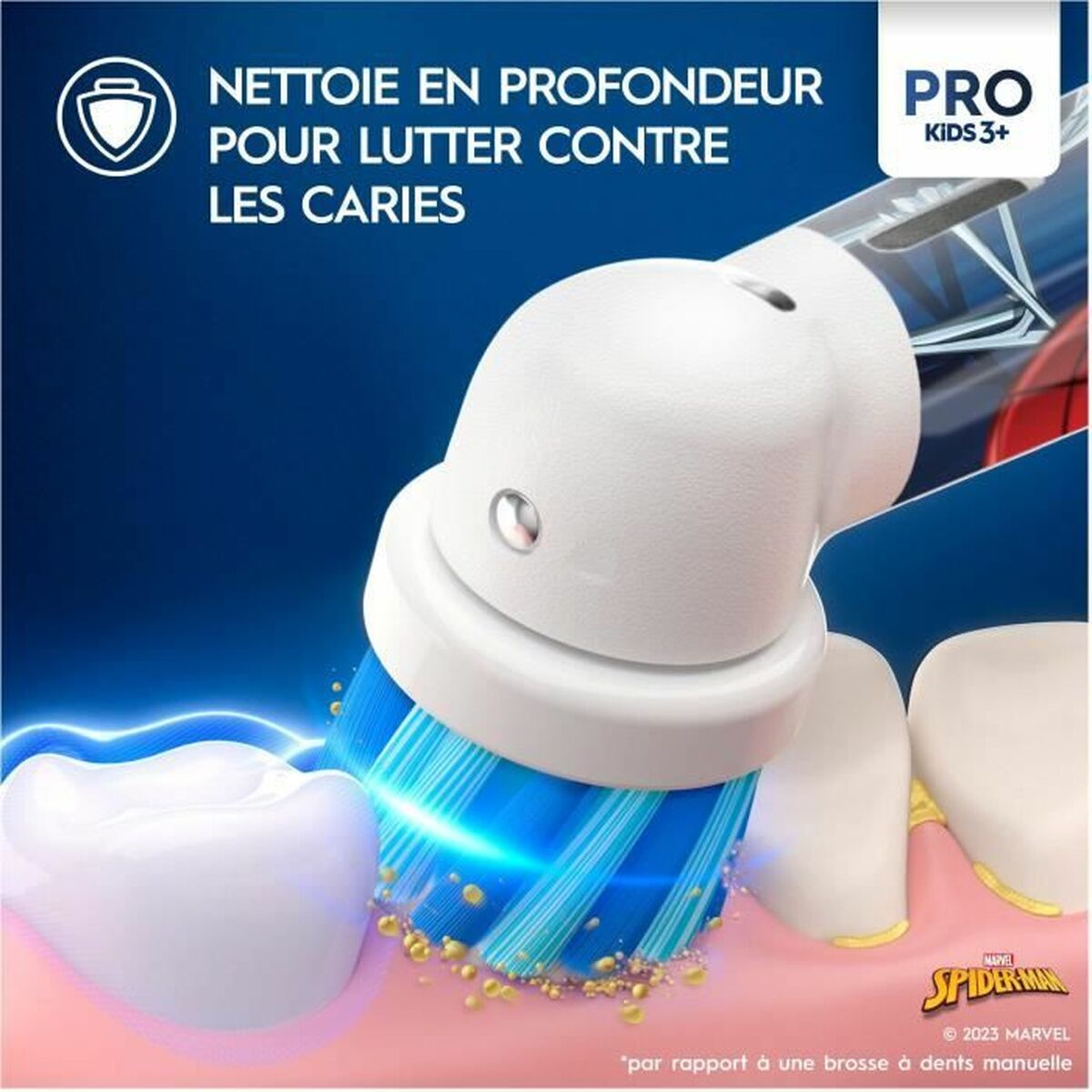 Brosse à dents électrique Oral-B D100 KIDS avec technologie de nettoyage en profondeur pour enfants.