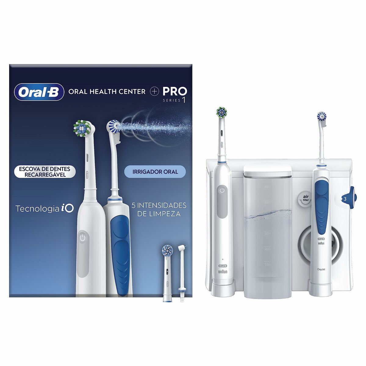Brosse à dents électrique Oral-B SERIE PRO et irrigateur oral, ensemble pour une hygiène buccale optimale.