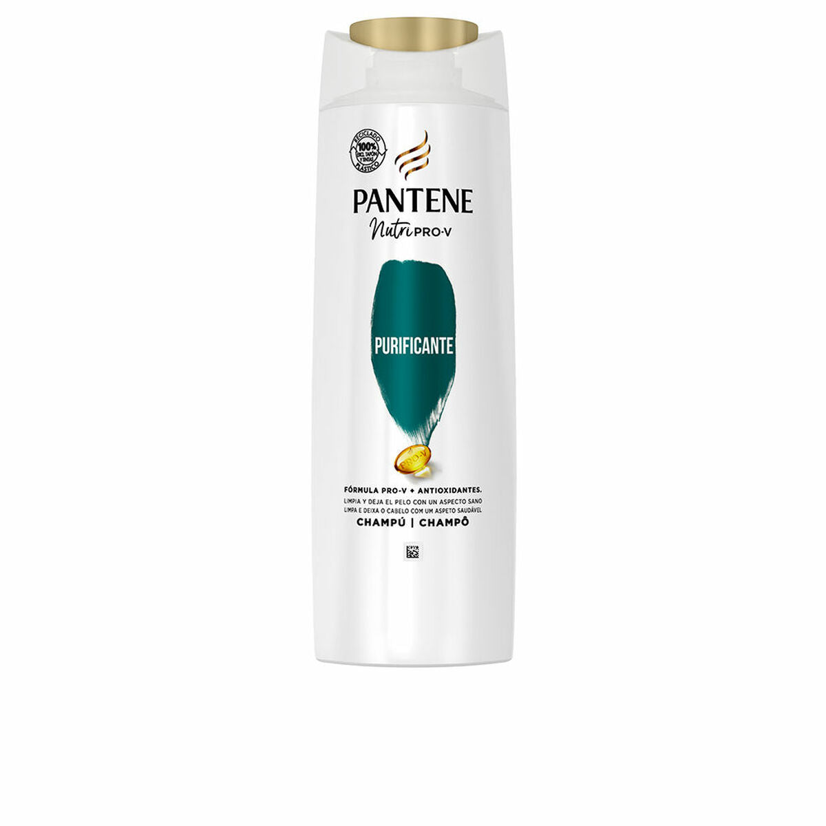 Shampooing Pantene Purificante 675 ml, revitalisant unisexe pour tous types de cheveux, riche en ingrédients hydratants.