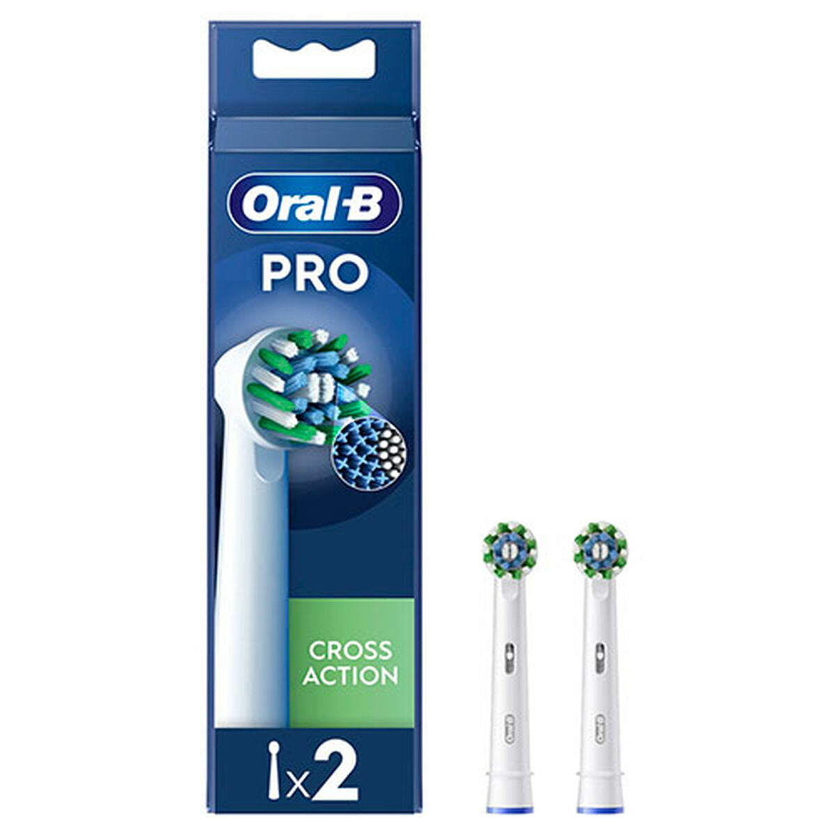Tête de rechange Oral-B Cross Action avec boîte, inclut 2 têtes pour brosse à dents électrique.