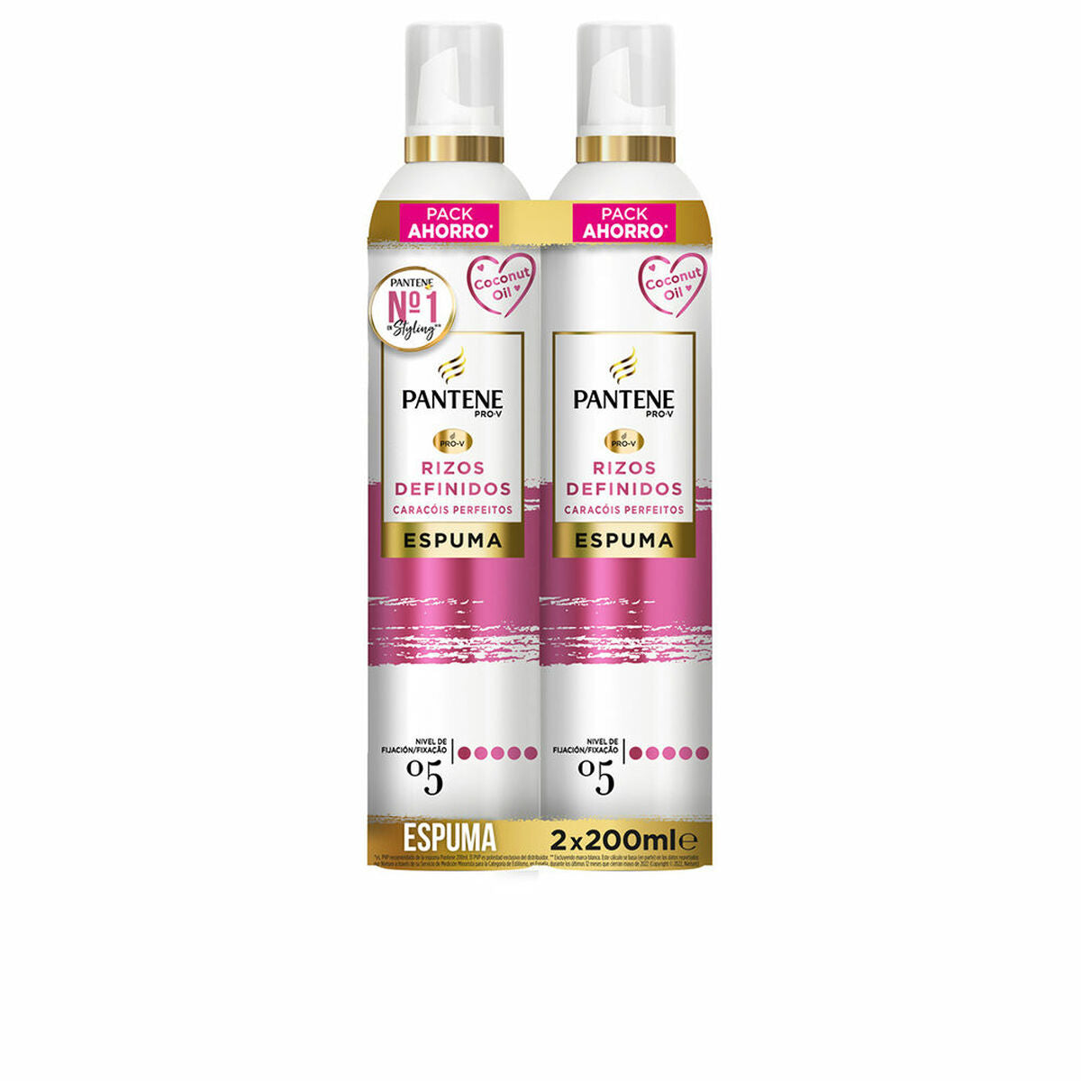 Mousse pour boucles Pantene 2 x 200 ml, produit pour cheveux bouclés, pack économique, soin authentique.