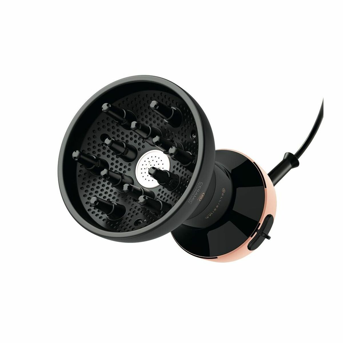 Sèche-cheveux Bellissima DF1 3000 avec diffuseur noir, accessoires pratiques pour des coiffures stylées.