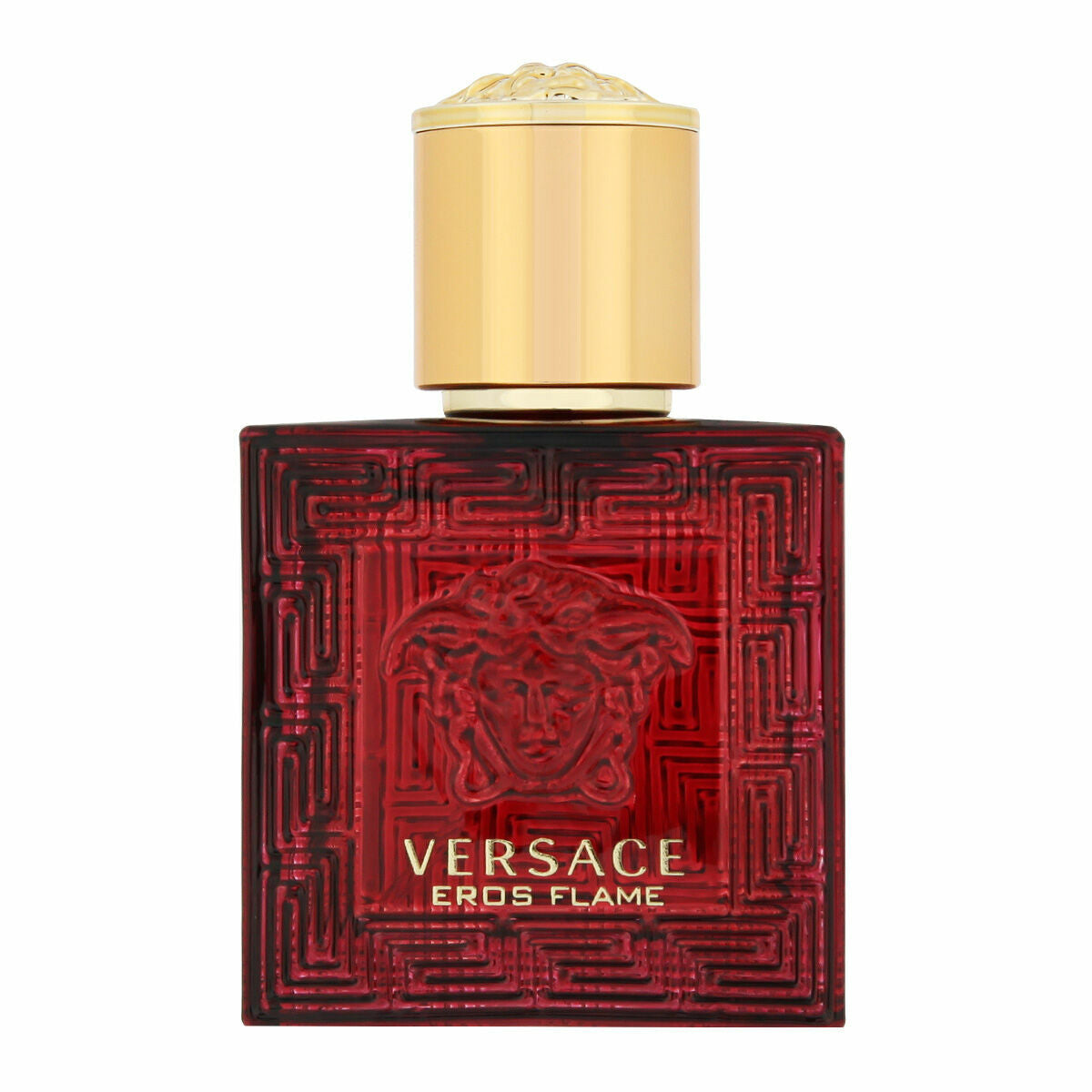 Flacon de parfum Eros Flame de Versace, capité doré, design rouge, 50 ml, Eau de Parfum homme