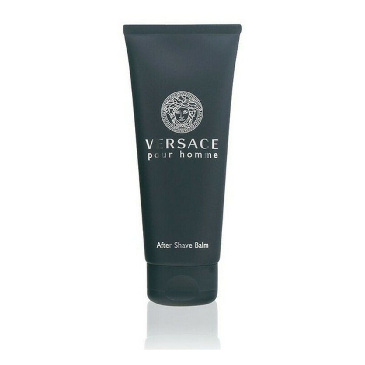 Baume après-rasage Versace pour homme 100 ml, tube noir élégant pour soin après rasage.