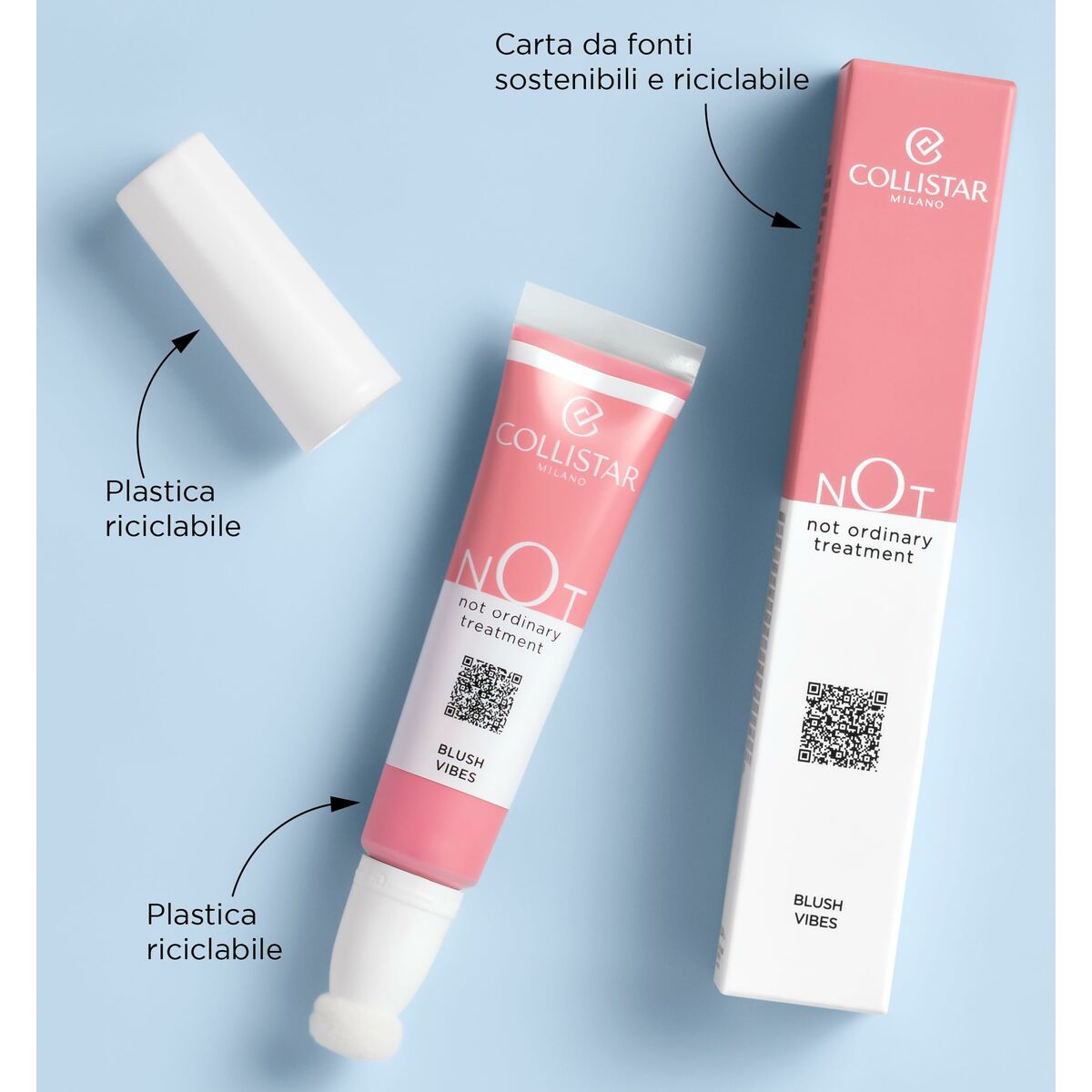 Set de Maquillage Collistar NOT, Blush Vibes, flacon recyclable, vegan, traitement fluide, cosmétiques authentiques.