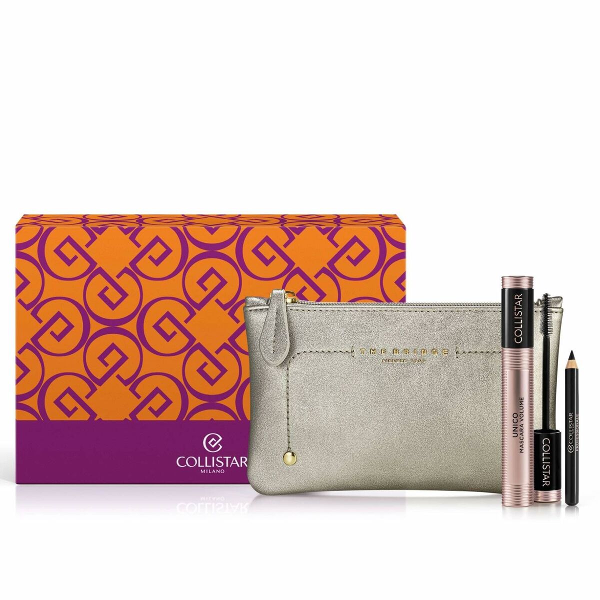 Set de Maquillage Collistar UNICO 3 pièces avec trousse argentée et produits de beauté authentiques.