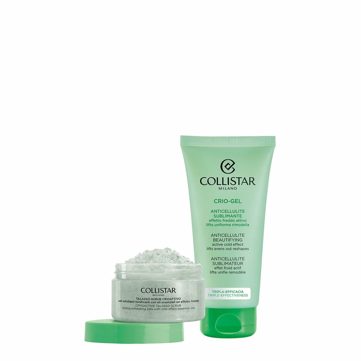 Collistar PERFECT BODY set: anti-cellulite cream and gel for enhanced skin texture and appearance.
