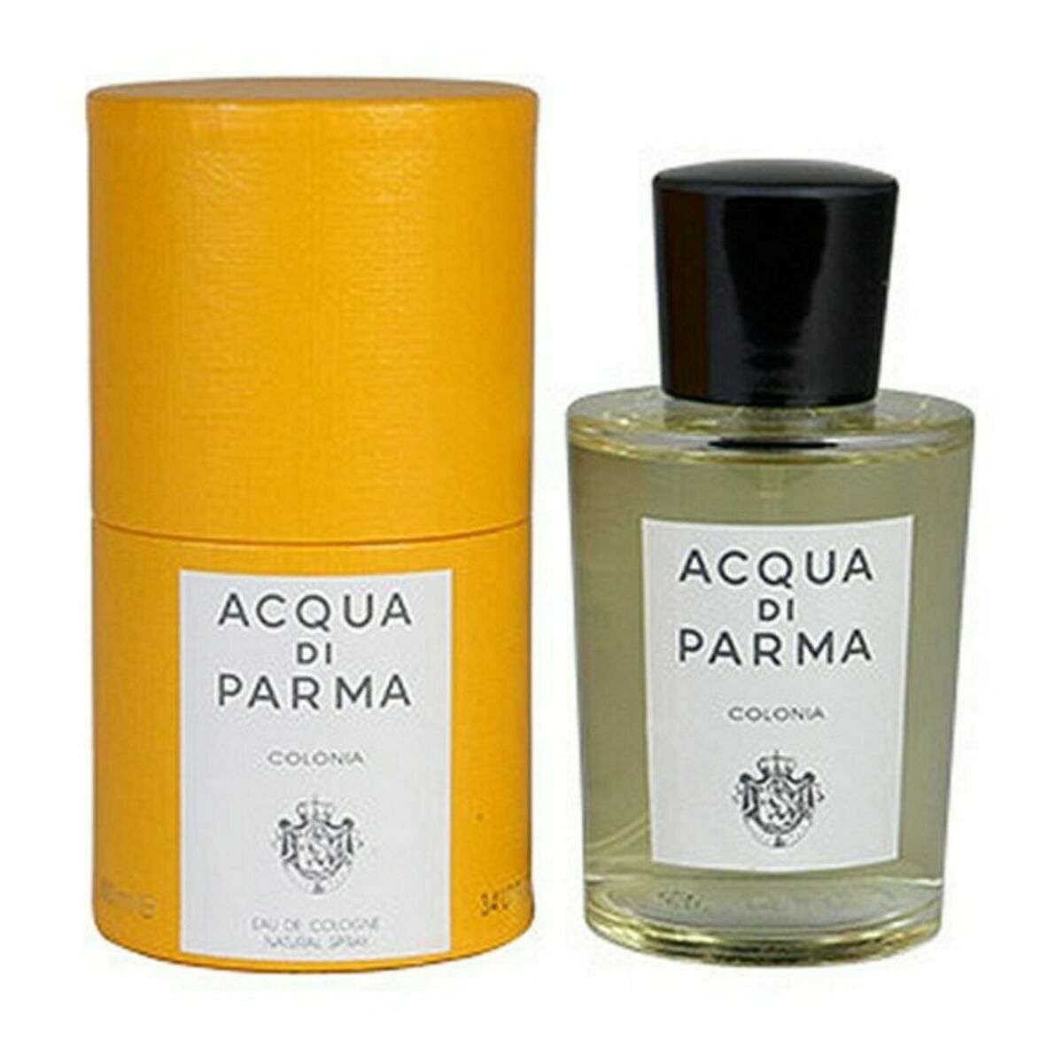 Parfum Unisexe Acqua Di Parma Colonia EDC 50 ml avec emballage en carton jaune, flacon transparent.