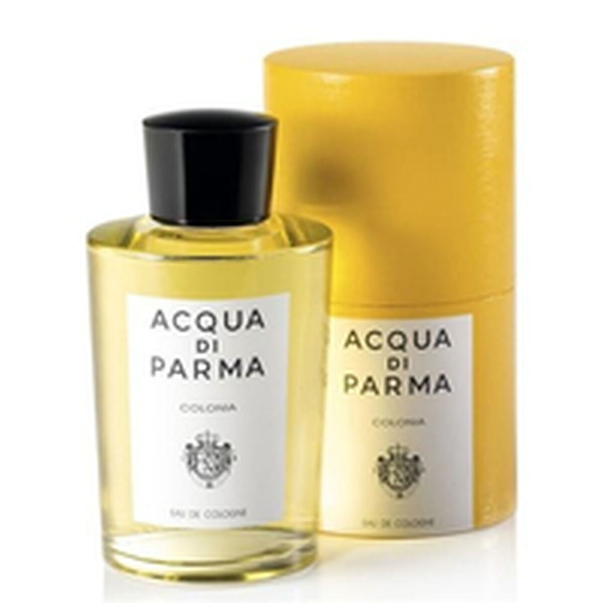 Flacon de parfum Acqua Di Parma Colonia EDC 50 ml avec emballage jaune, symbole du luxe et de l'élégance.