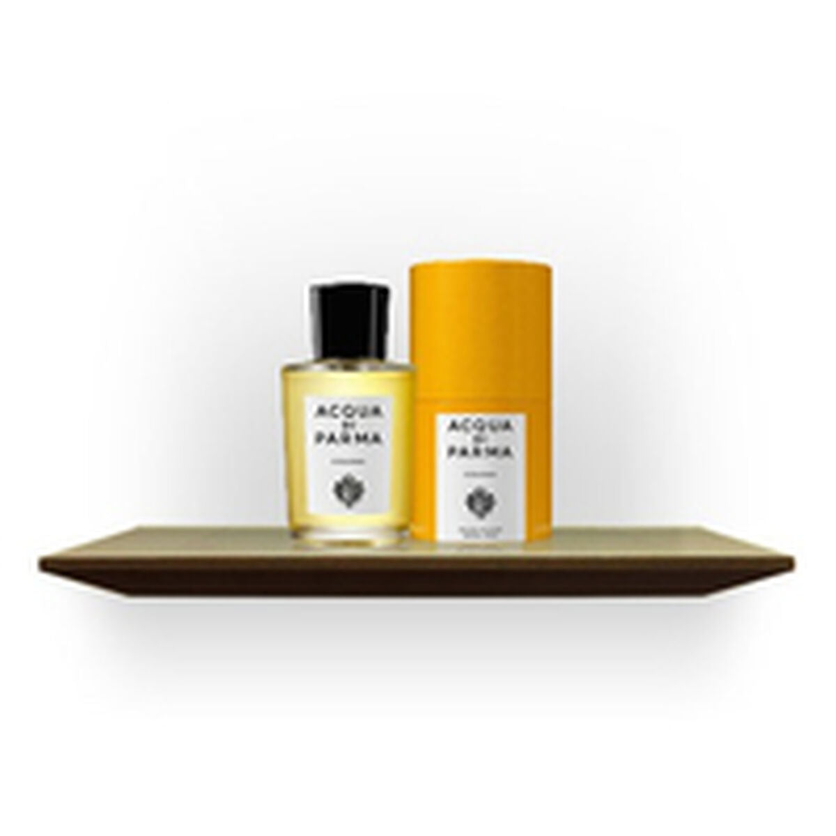 Flacon de parfum unisexe Acqua Di Parma 11790 EDC 50 ml sur étagère avec packaging jaune.