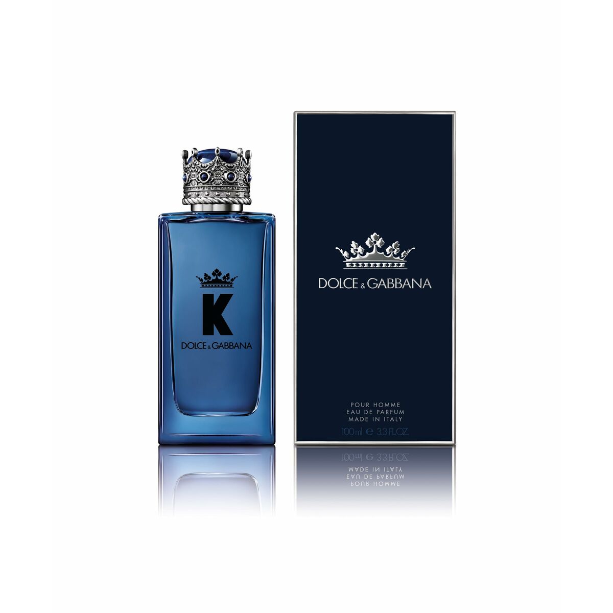 Dolce & Gabbana K Pour Homme EDP 100 ml bottle and box, elegant design for men's fragrance.