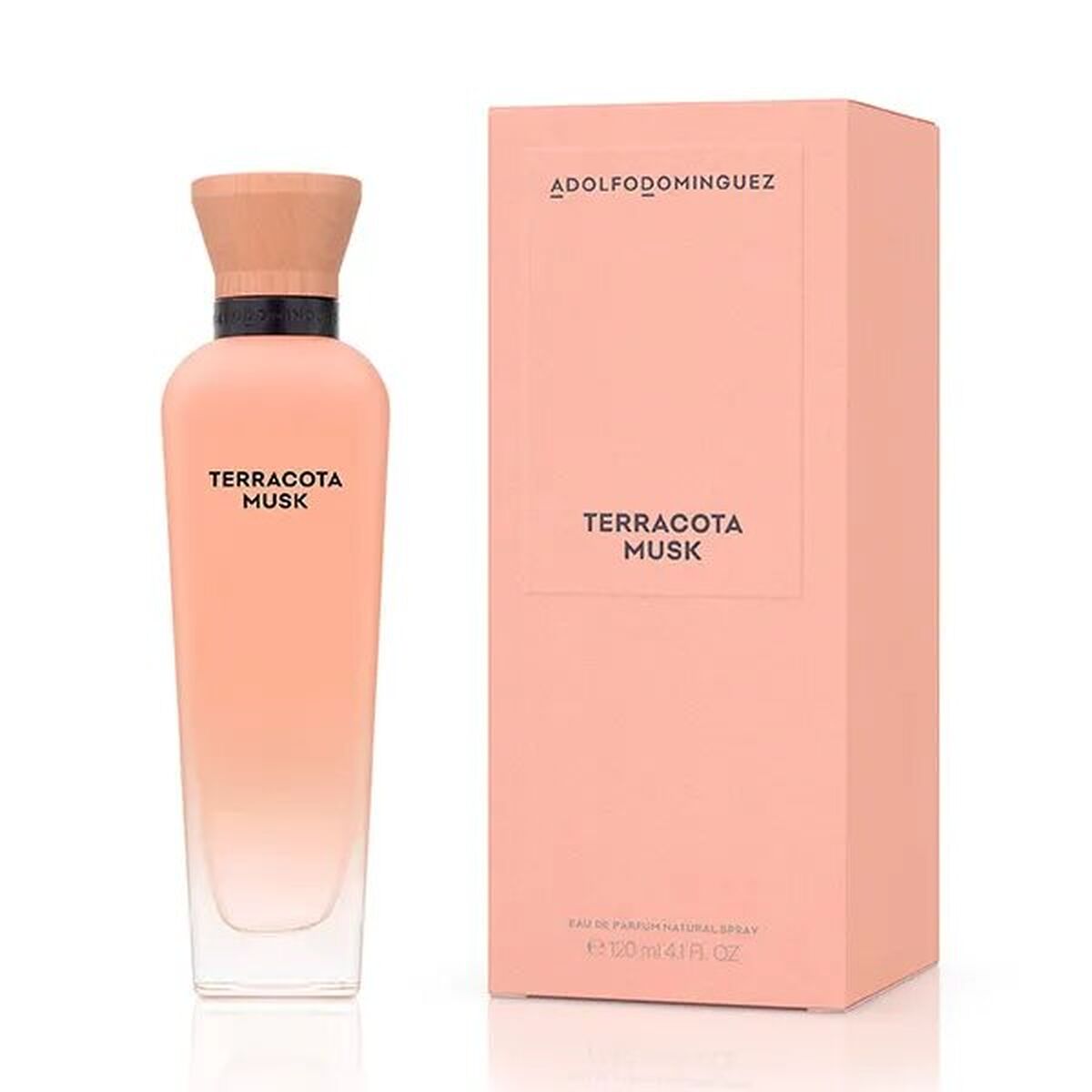 Parfum Femme Adolfo Dominguez Terracota Musk EDP 120 ml in an elegant bottle and box, showcasing feminine fragrance.
