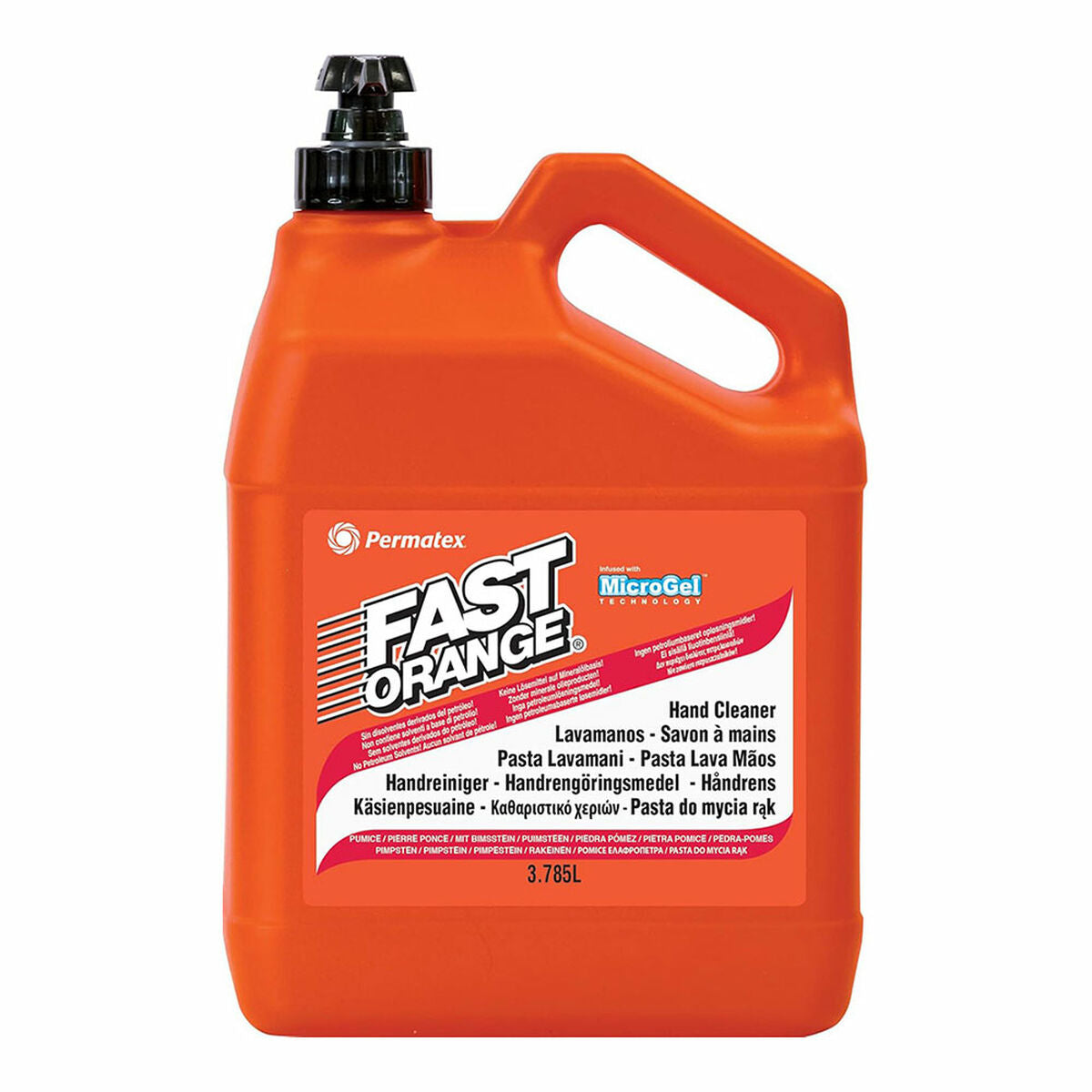 Savon pour les mains Permatex Fast Orange en bouteille de 3,785 L, biodégradable, efficace pour l'hygiène personnelle.