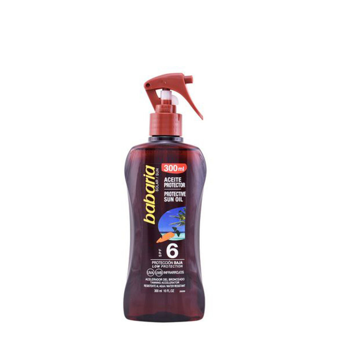 Huile Bronzante Zanahoria Babaria SPF 6, 300 ml - Spray protecteur solaire pour une peau bronzée en toute sécurité.