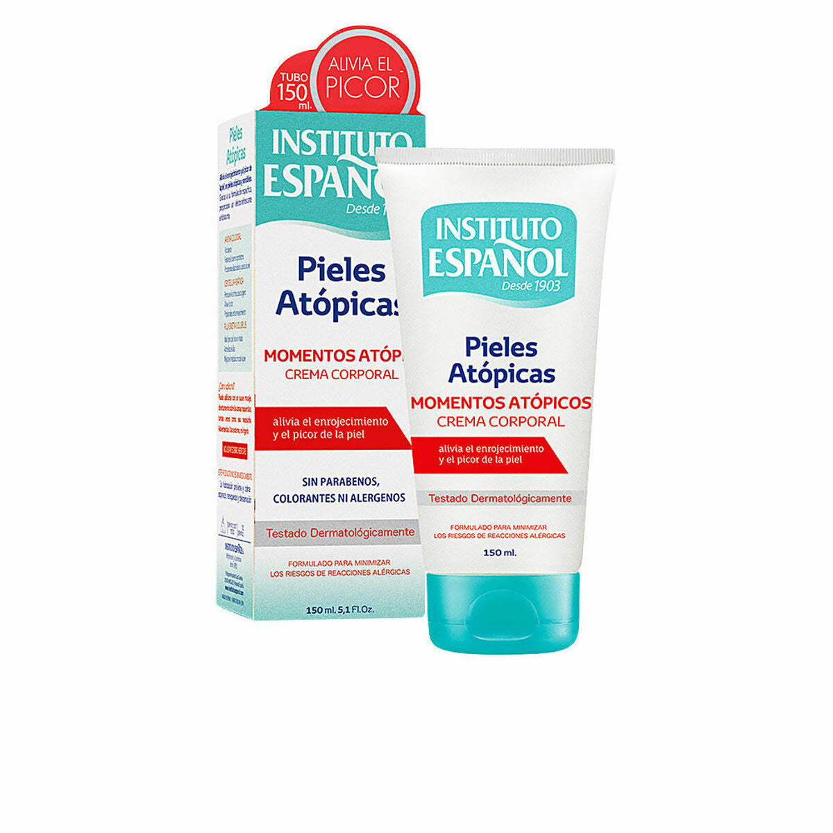 Lotion corporelle Instituto Español Piel Atópica Eczema 150 ml, soulage les symptômes des peaux atopiques.