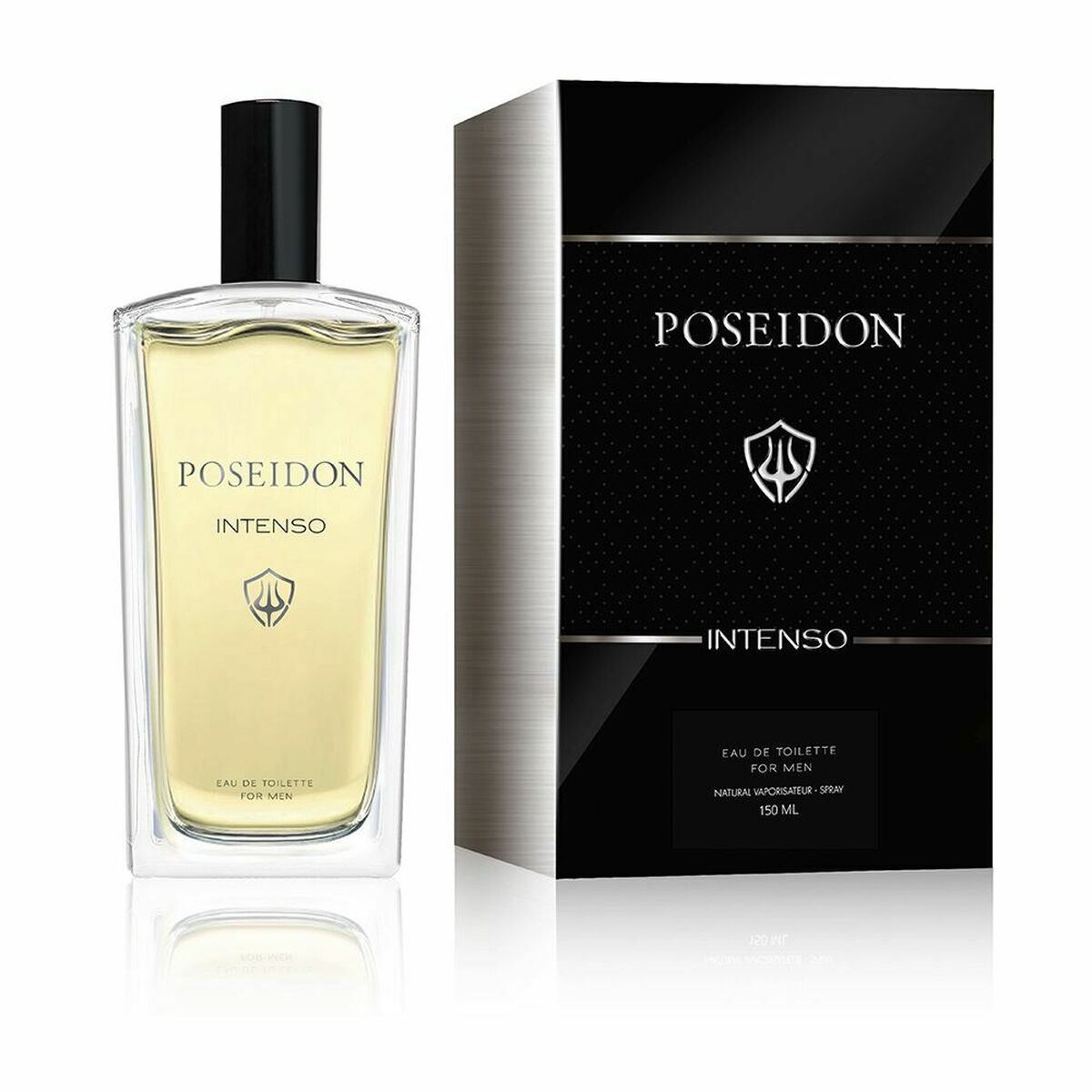 Parfum Homme Poseidon Intenso EDT 150 ml, featuring a sleek bottle and elegant packaging for men.