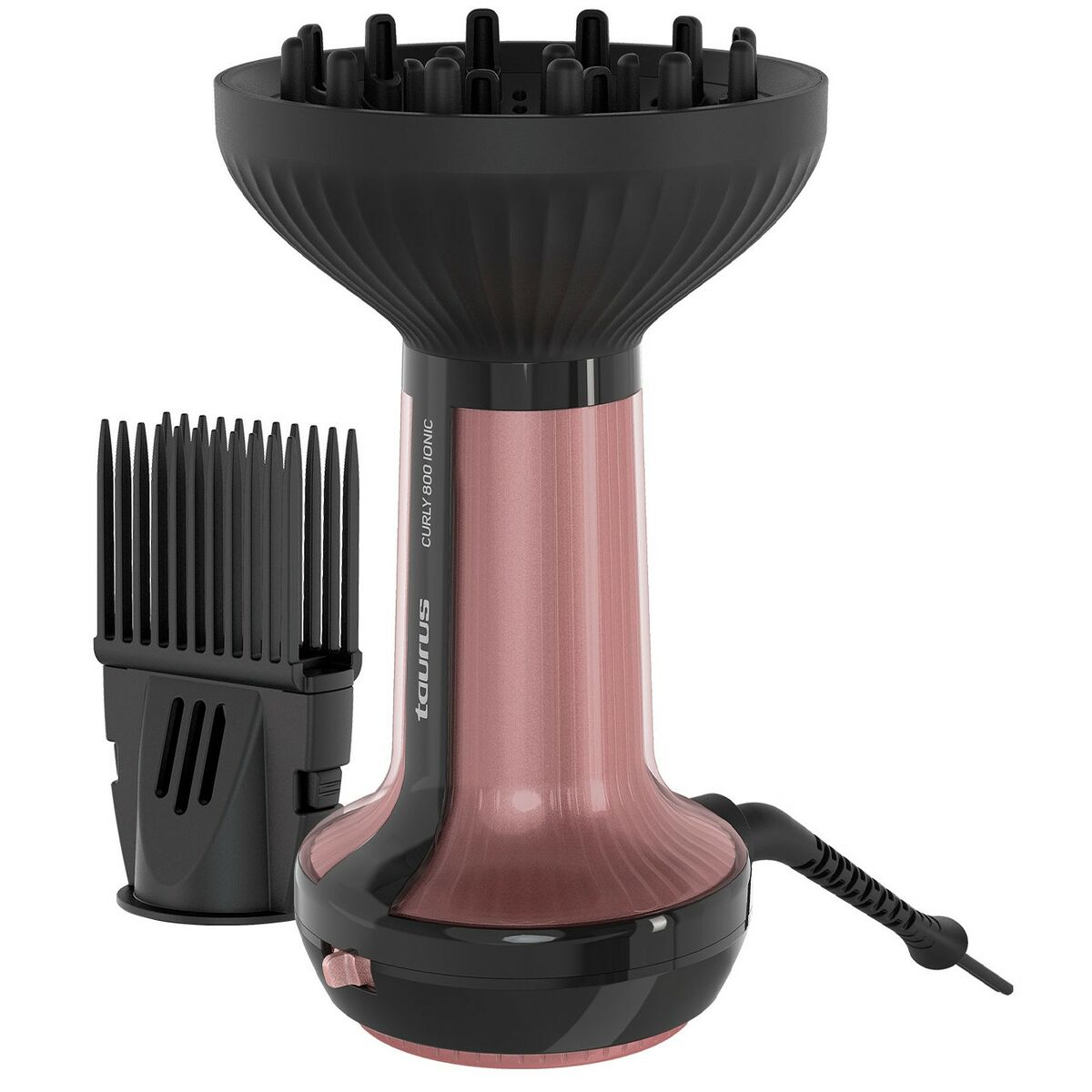 Sèche-cheveux Taurus 900400000 noir et rose avec diffuseur et peigne, 800 W pour un séchage efficace.