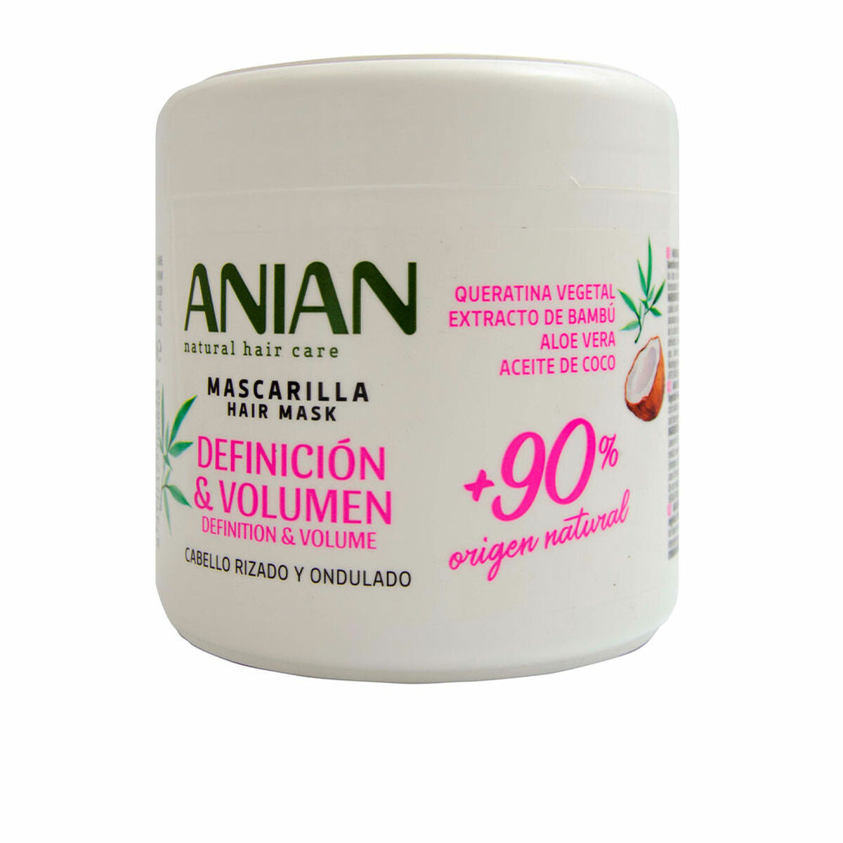 Masque pour cheveux Anian Donne du Volume 350 ml, crème de coiffure végane, ingrédients naturels, pour cheveux bouclés.