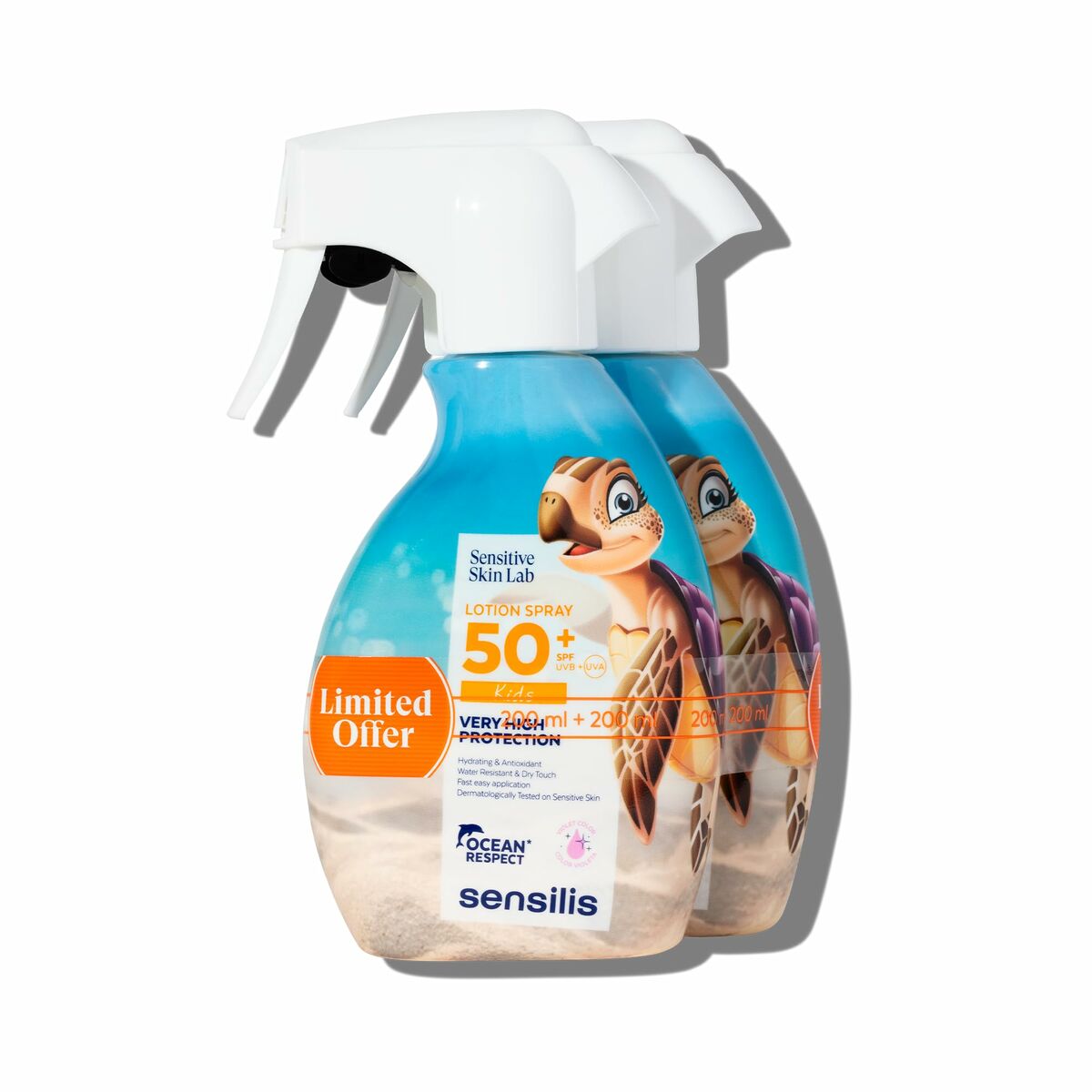 Lot d'hygiène Sensilis PEDIATRICS - Spray solaire SPF 50+ pour protection optimale de la peau des enfants.