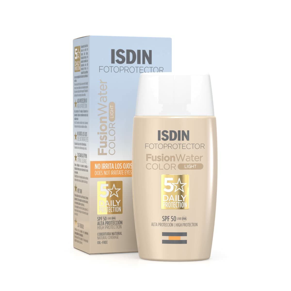 Crème Solaire Avec Couleur Isdin Fotoprotector Clair SPF 50, 50 ml, résistant à l'eau et antioxydant.
