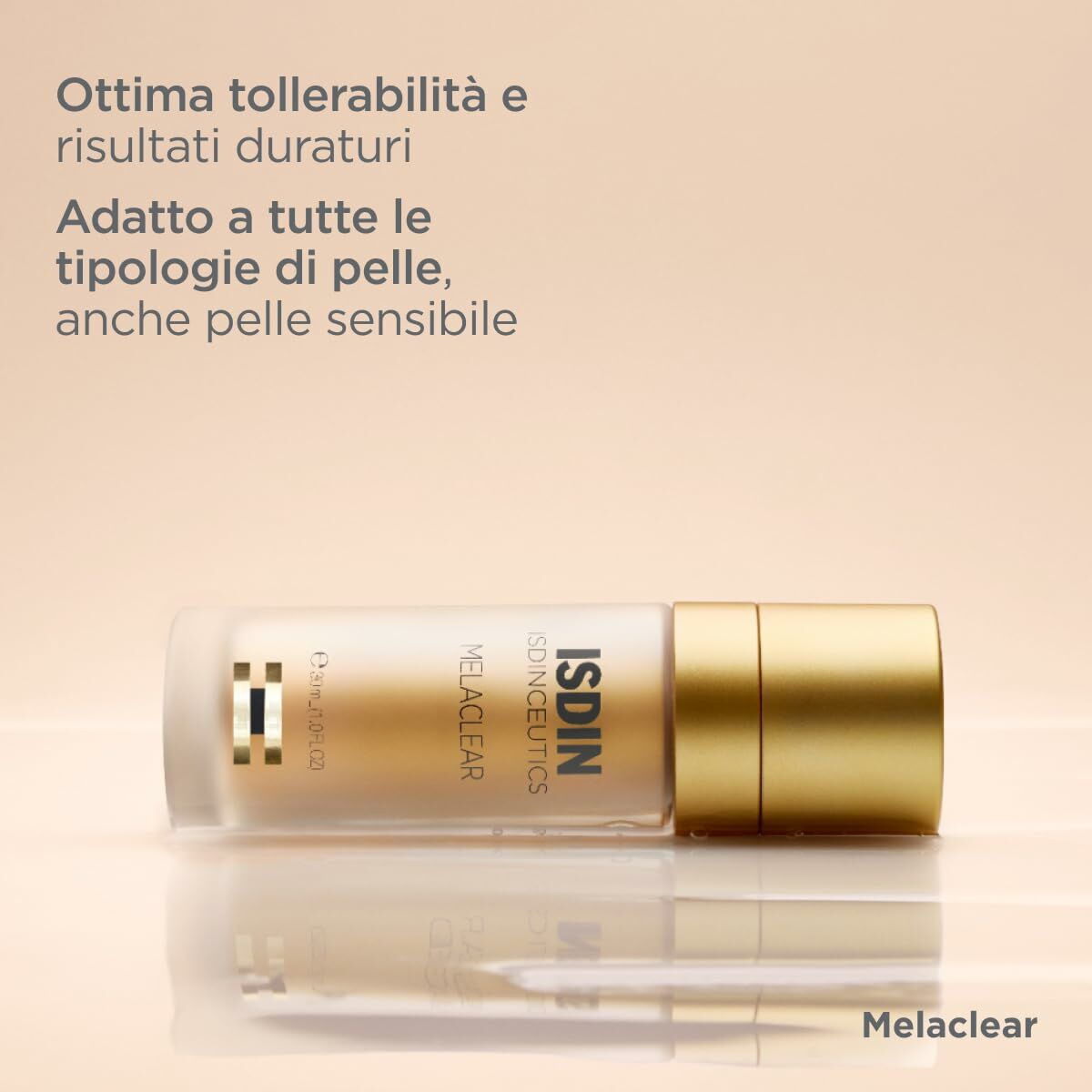 Sérum Isdin Isdinceutics Melaclear pour tous types de peau, avec tolérance optimale et résultats durables.
