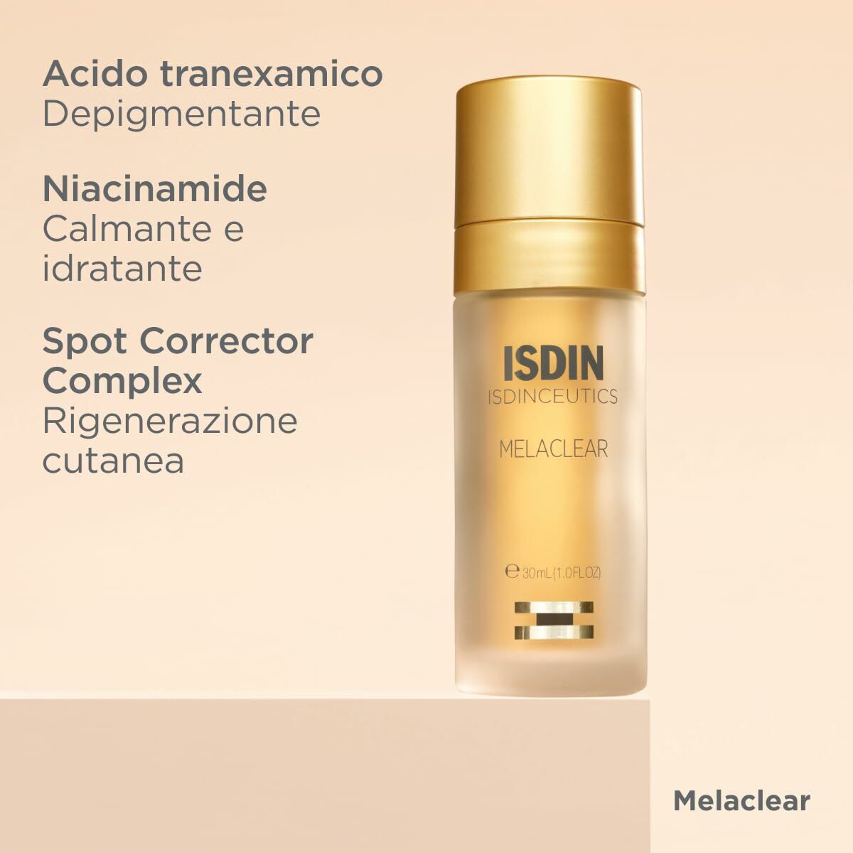 Sérum Isdin Isdinceutics Melaclear Advanced 30 ml, traitement anti-taches avec acide tranexamique et niacinamide.
